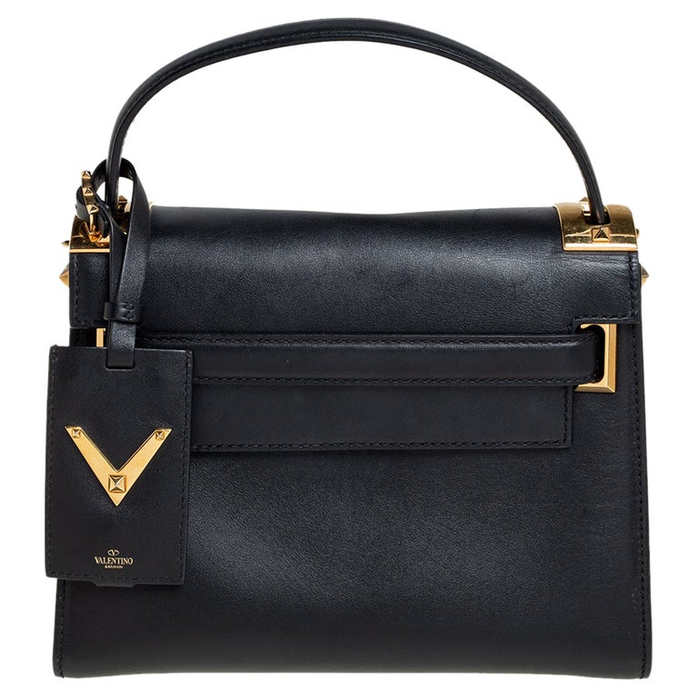 Valentino Black Leather My Rockstud Top Bag at 1stDibs