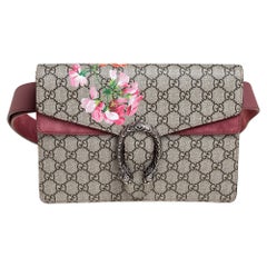 Gucci Beige/Pink GG Supreme Canvas and Suede Dionysus Blooms Print Belt Bag
