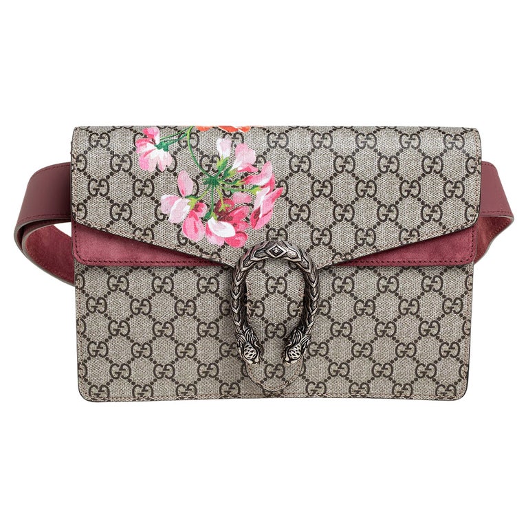 Gucci Beige/Pink GG Supreme Canvas and Suede Dionysus Blooms Print Belt Bag  at 1stDibs | gucci dionysus belt bag