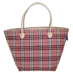 Burberry Beige/Red Vintage Check Canvas Medium Reversible Giant Tote