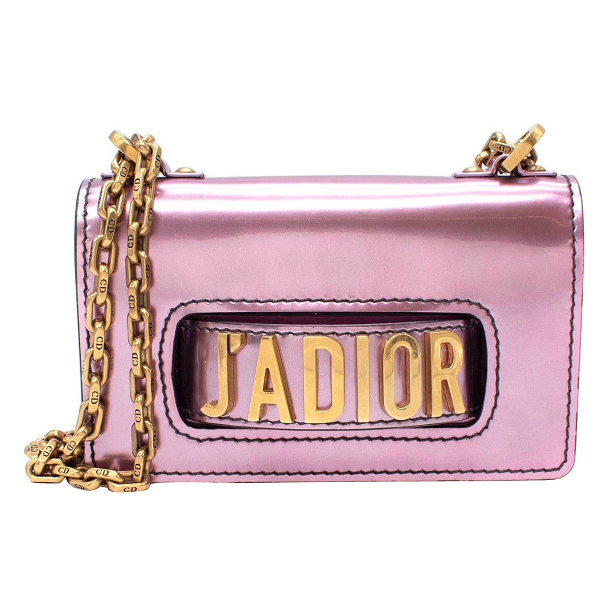 Christian Dior J'Adior Metallic Pink Mirror Calfskin Flap Bag For Sale
