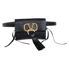 Valentino Black Leather Vring Belt Bag