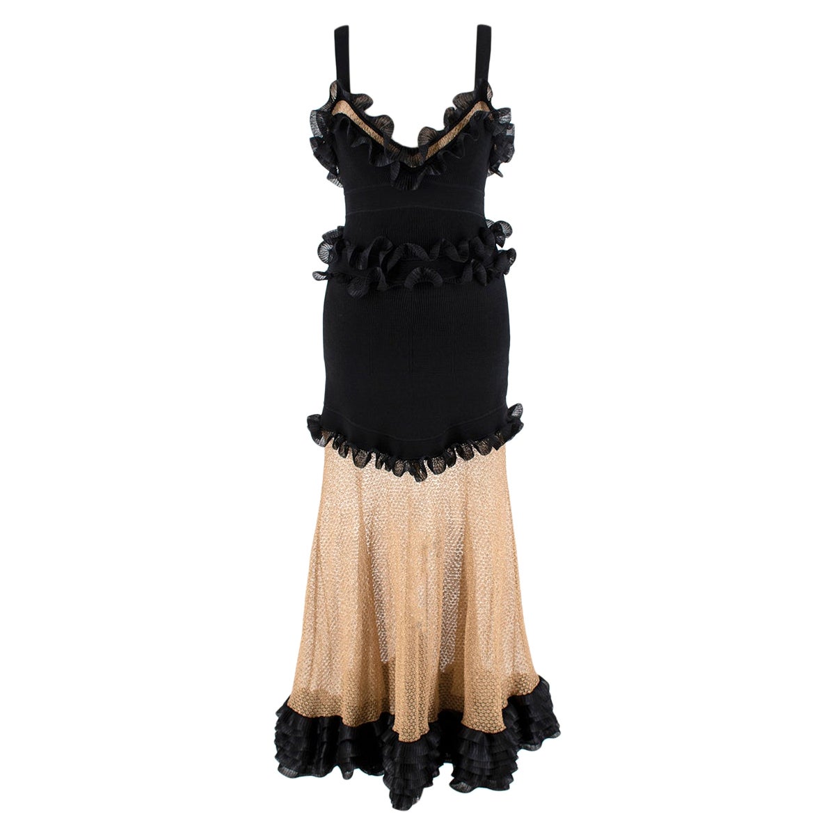 Alexander McQueen Black Silk-blend And Mesh Dress - US Size 6