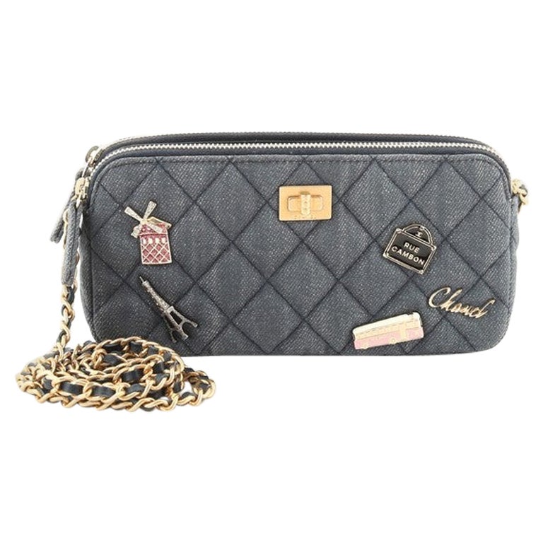 Chnael Black Aged Quilted Leather Lucky Charms 2.55 Reissue Wallet on Chain  Chanel
