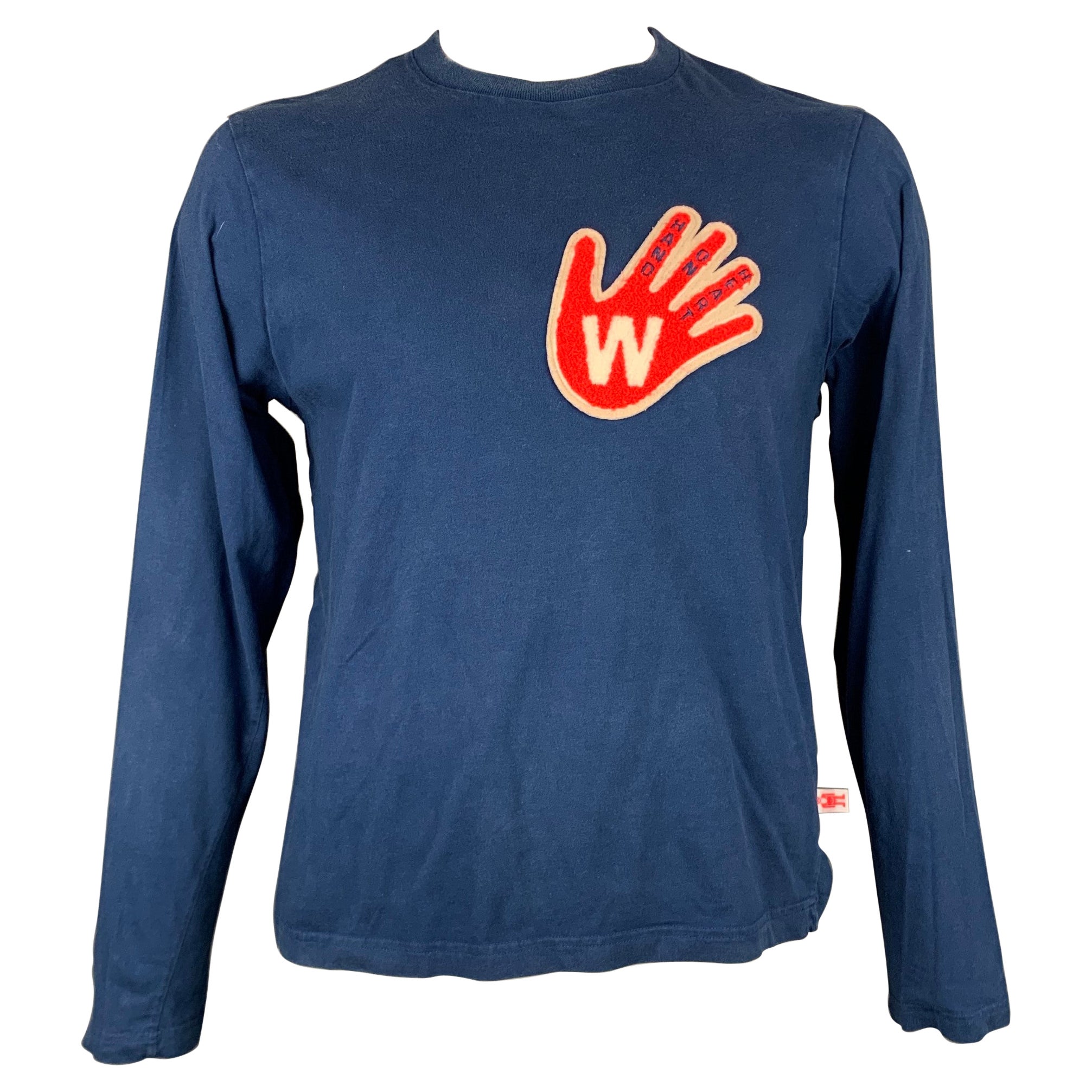 WALTER VAN BEIRENDONCK 2011 Hand On Heart Size XL Blue & Red Applique Pullover