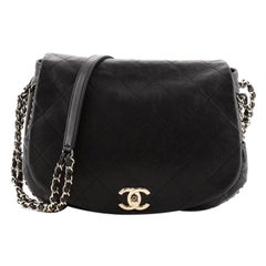 Chanel Chain Around Saddle Flap Bag Quilted Calfskin Medium