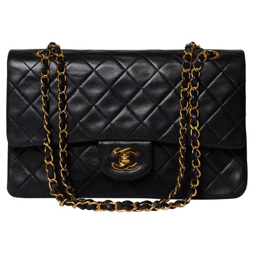 TRES CHIC! Chanel, Large Shoulder Bag in Black Lambskin with Goldtone ...