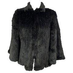 MAXSTUDIO Special Edition Size S Black Knitted Rabbit Fur Hook & Loop Jacket