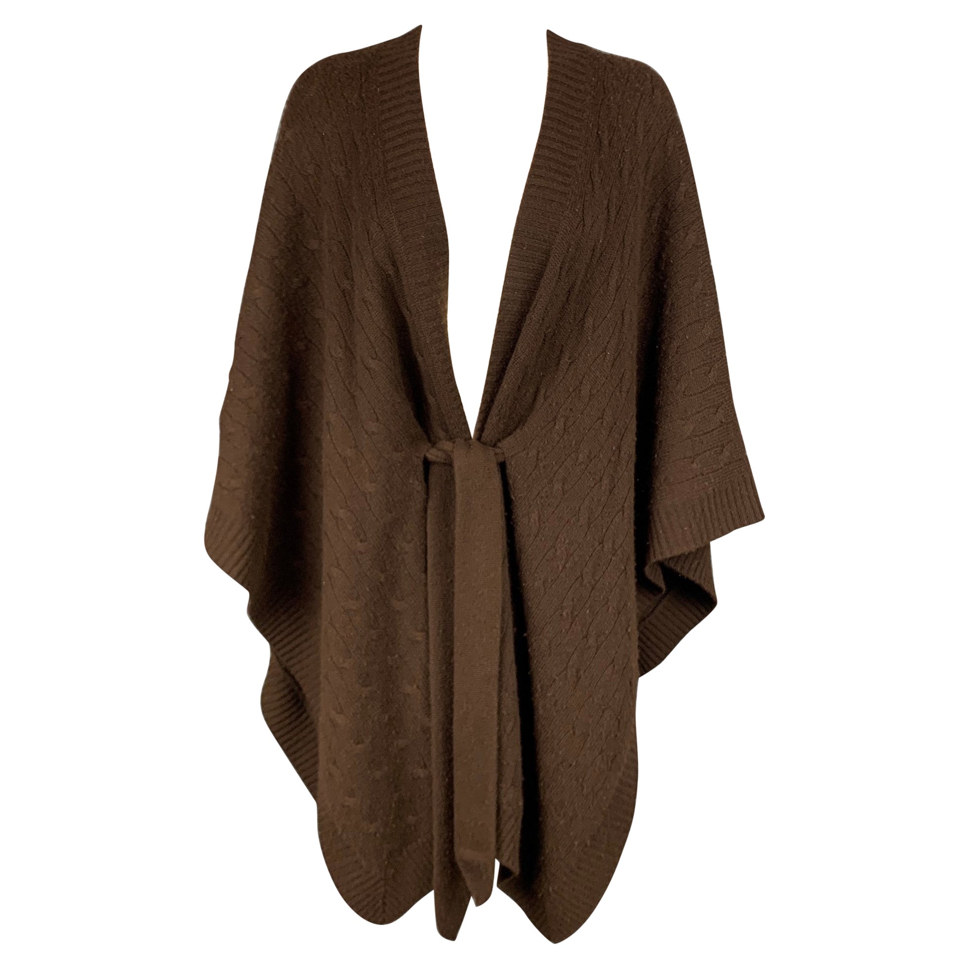 RALPH LAUREN Black Label Size M/L Brown Knitted Cashmere Belted Poncho Cardigan
