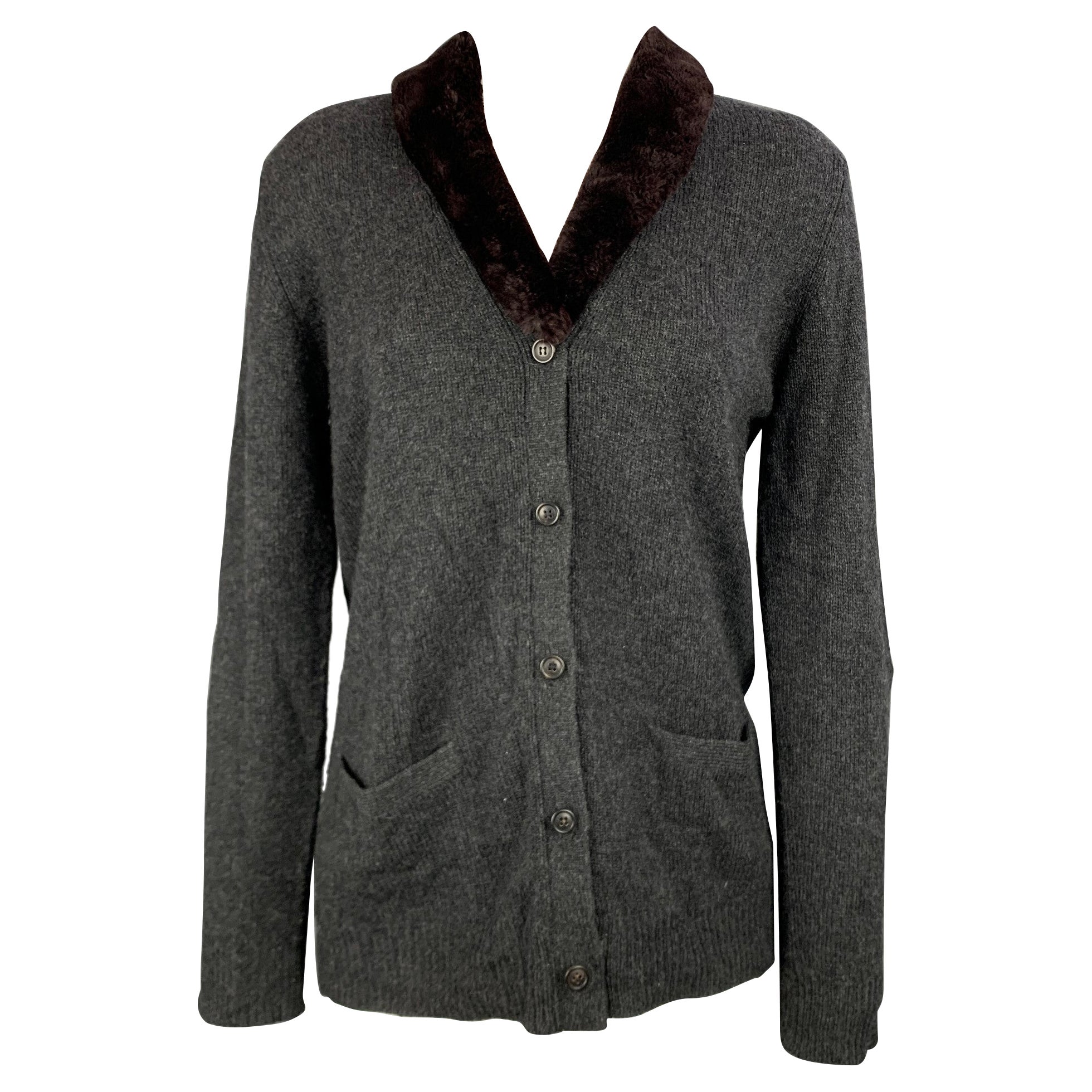 TSE Size S Charcoal Knitted Cashmere Buttoned Cardigan