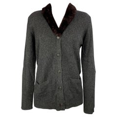 Cardigan en cachemire tricoté anthracite à boutons TSE taille S