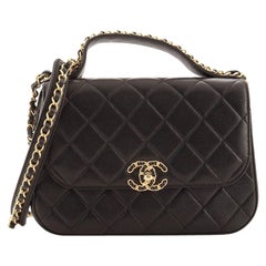 Chanel Chain Infinity Top Handle Bag Quilted Lambskin Small