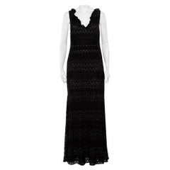 Missoni Black Lurex Knit Ruffled Neck Sleeveless Maxi Dress M