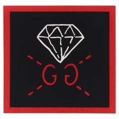 GUCCI 2017 Ghost Collection “Foulard GG Diamond” Red Black White Square Scarf