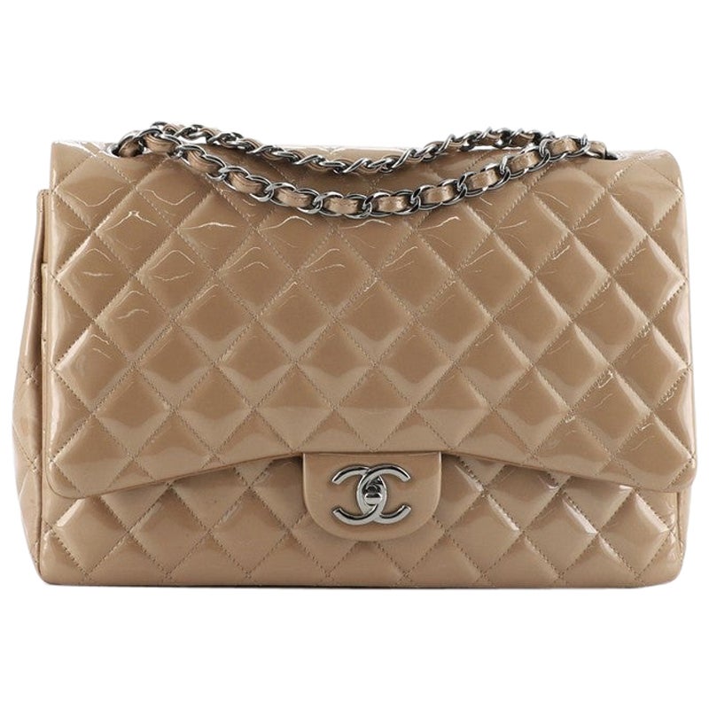 Chanel Classic Double Flap Bag Quilted Patent Maxi