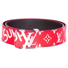 Louis Vuitton, Accessories, Louis Vuitton X Supreme Monogram White Red  Belt