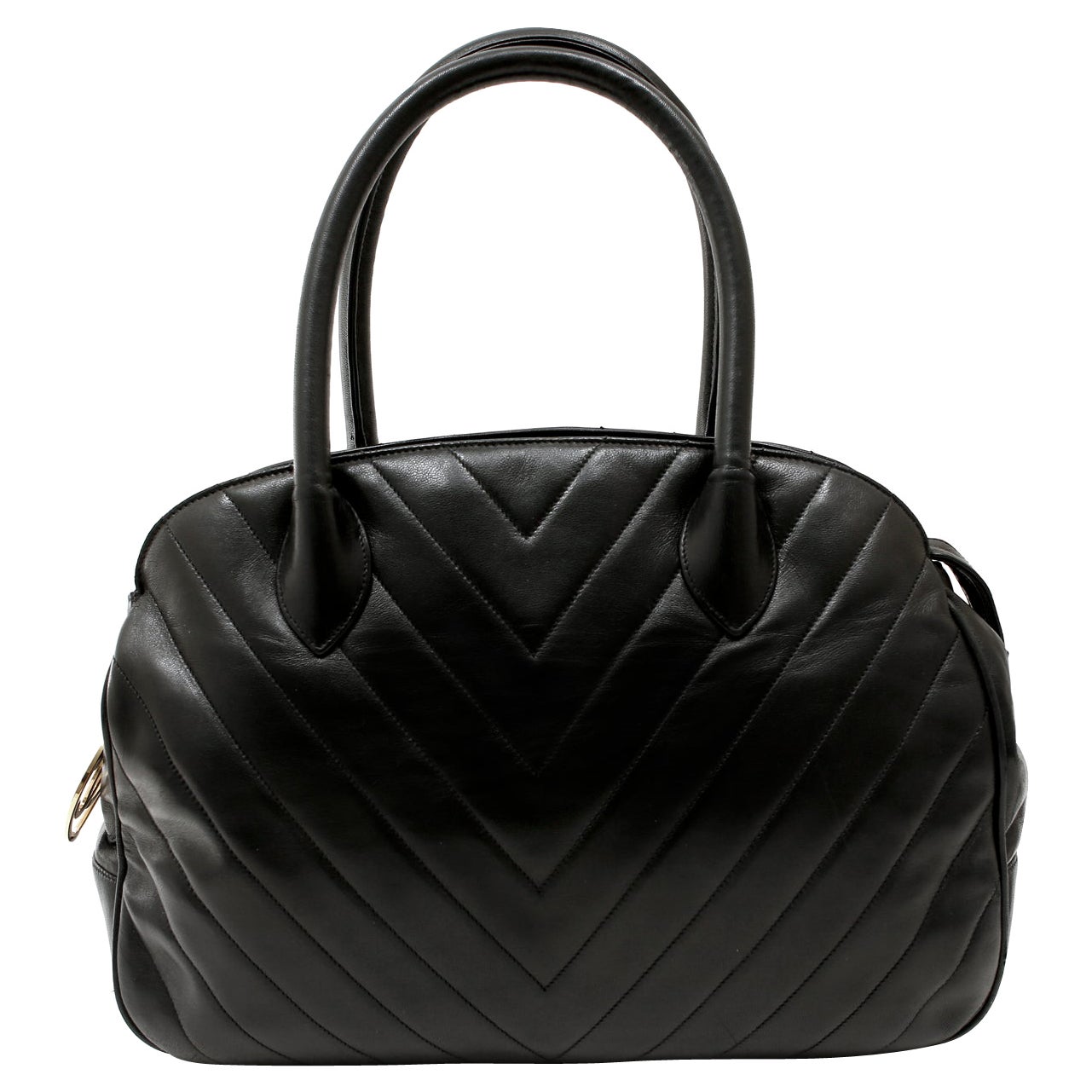 Chanel Black Chevron Leather Vintage Day Bag