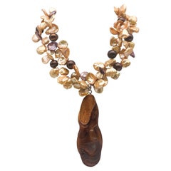 Used A.Jeschel Fossilized Scrimshaw Walrus pendant necklace