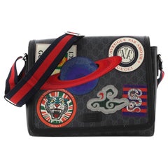 Gucci Night Courrier Flap Messenger GG Coated Canvas with Applique Large