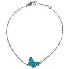 Van Cleef & Arpels Sweet Alhambra 18K White Gold Turquoise Butterfly Bracelet