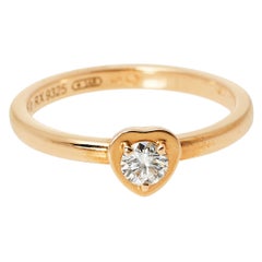 Cartier Diamants Légers Heart Motif Diamond 18K Rose Gold Ring Size 50