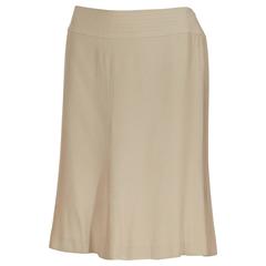 Tan Chanel Silk A-Line Skirt