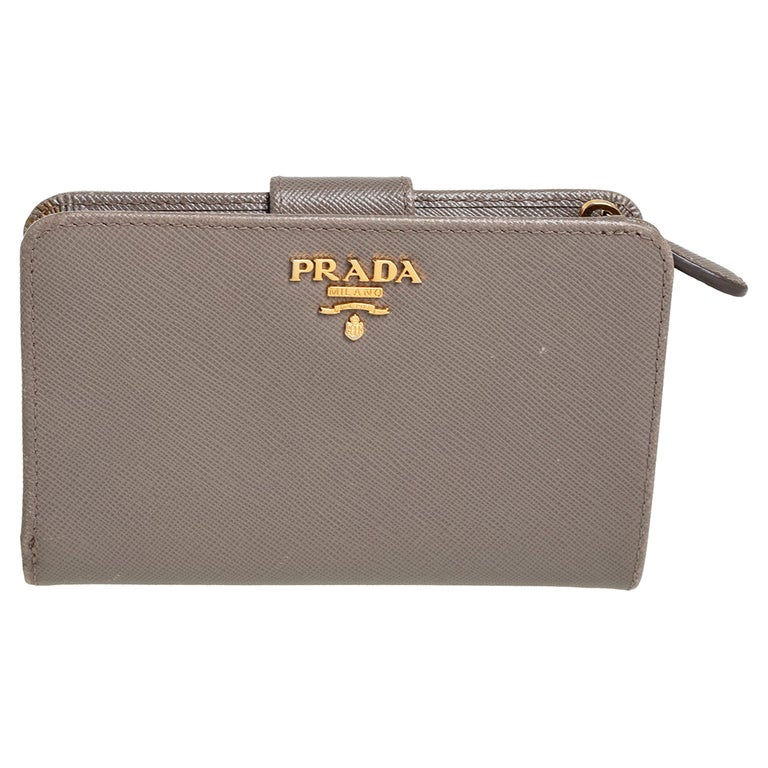 Prada Beige Saffiano Leather Wallet French Flap Wallet at 1stDibs