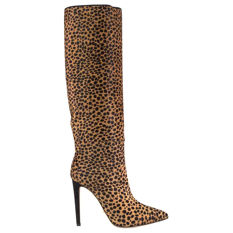 Sergio Rossi Leopard Print Calf Hair Boots EU 37.5 UK 4.5 US 7.5 For Sale  at 1stDibs