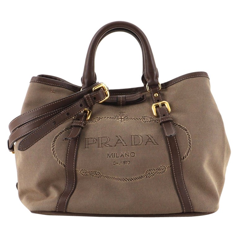 Prada Large Leather Double Handled Shoulder Tote in Luggage Brown at ...