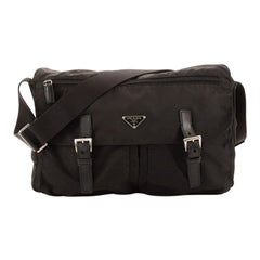 Prada Zip Buckle Messenger Bag Tessuto Large