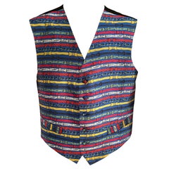 Fornasetti Vintage Mens Silk Vest with Bow Tie Pattern