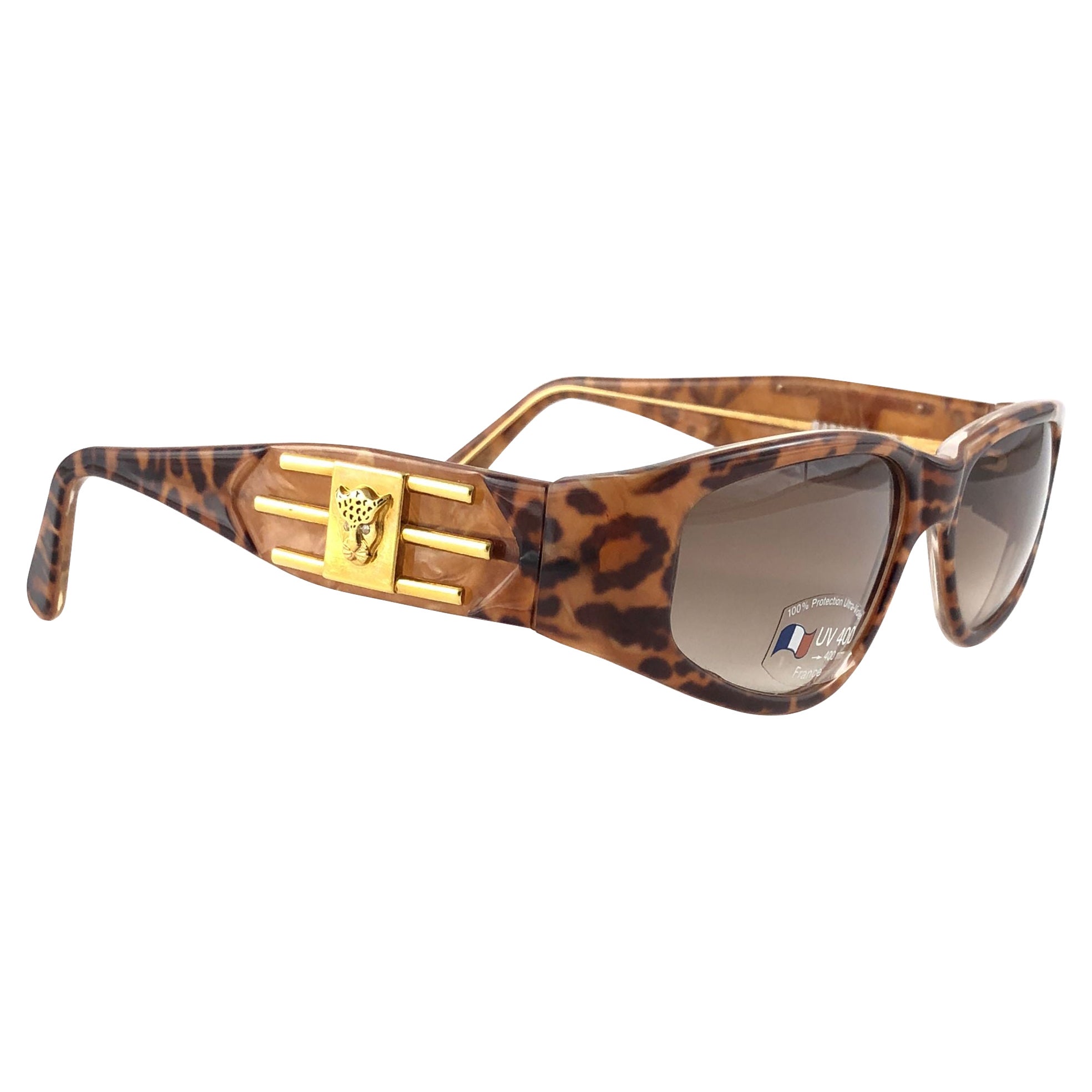 New Vintage Look Riviera " Caracas " Leopard Print Sunglasses France