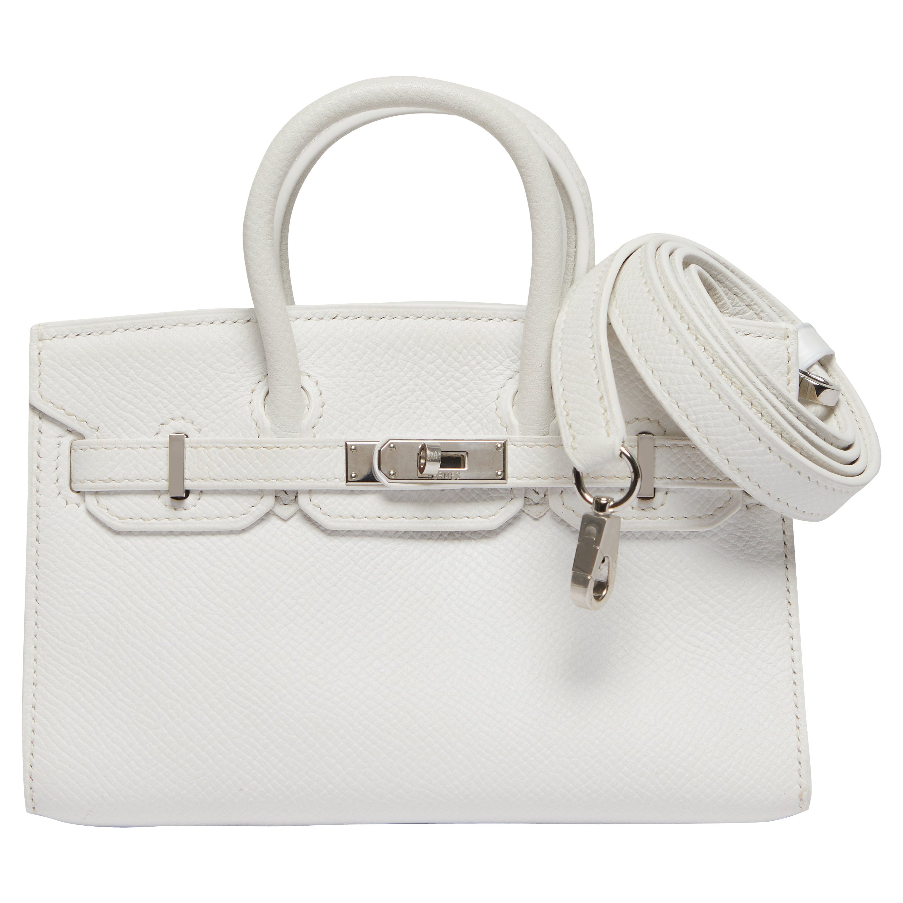 Hermès White Micro Birkin Handbag