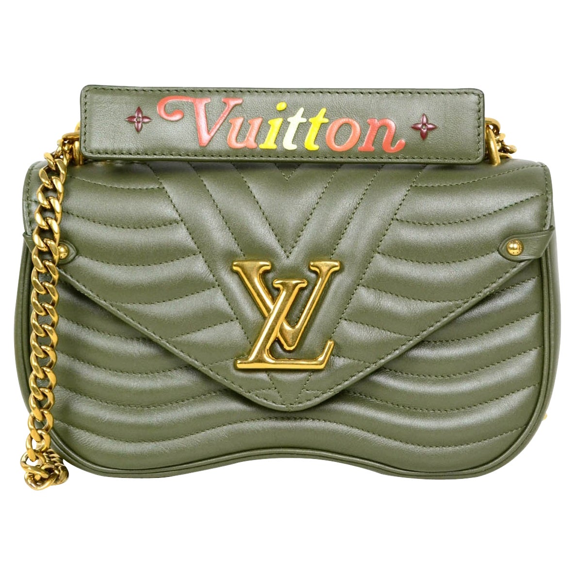 Louis Vuitton NEW 2020 Khaki Green New Wave MM Chain Bag For Sale