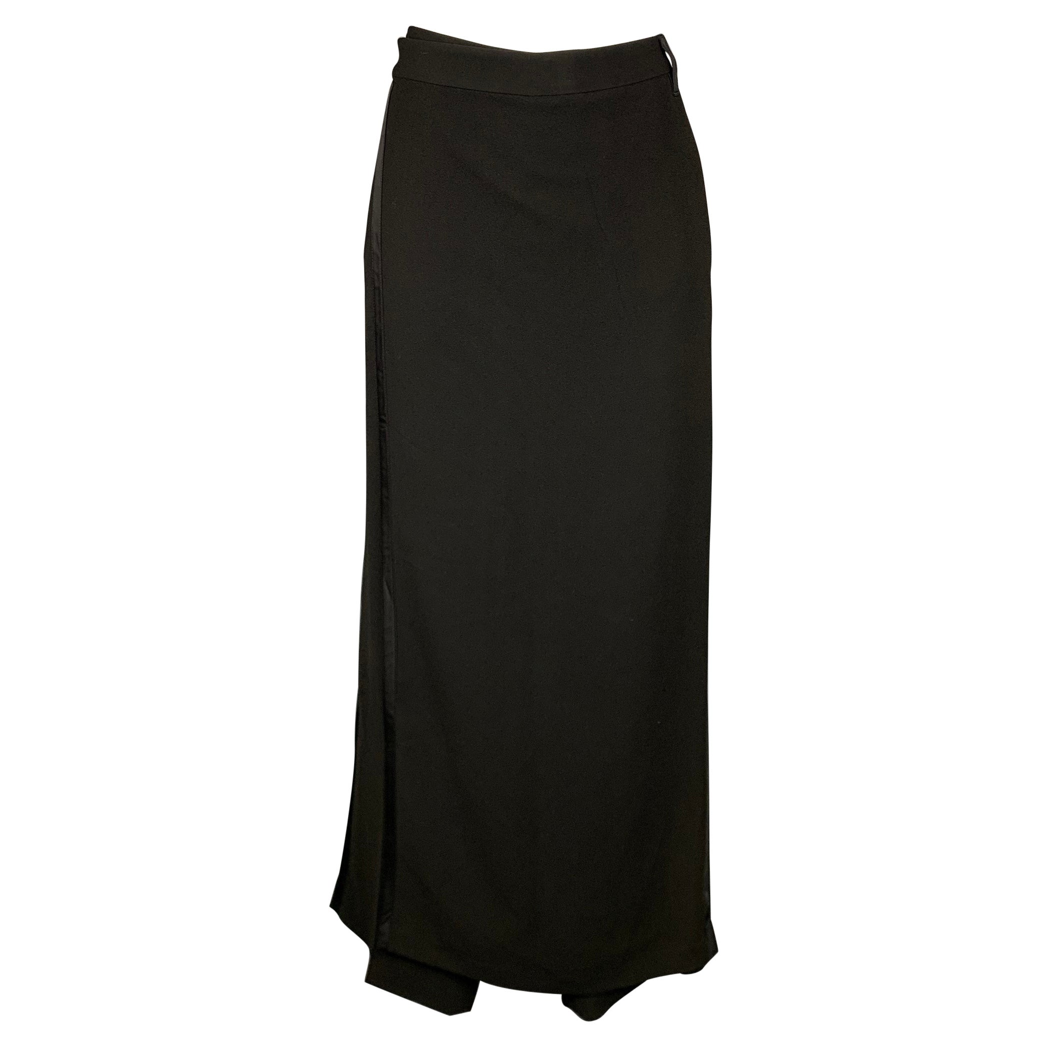 Vintage JEAN PAUL GAULTIER Size S Black Triacetate Blend Skirt Panel Dress Pants