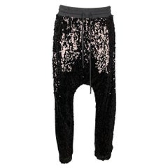 R13 Size M Black Cotton Elastic Waistband Sequin Field Sweatpants