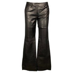 THEORY Size 2 Black Leather Boot Cut Dress Pants