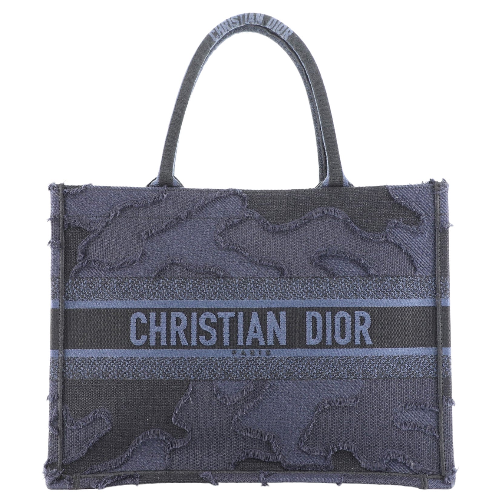 Christian Dior Book Tote Camouflage Embroidered Canvas Small
