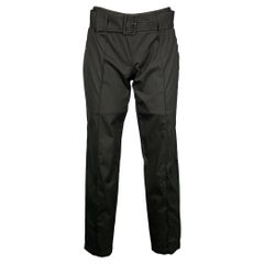 PRADA Size 2 Black Poplin Cotton Blend Belted Casual Pants