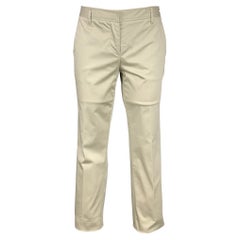 MIU MIU Size 2 Beige Cotton Blend Narrow Leg Dress Pants