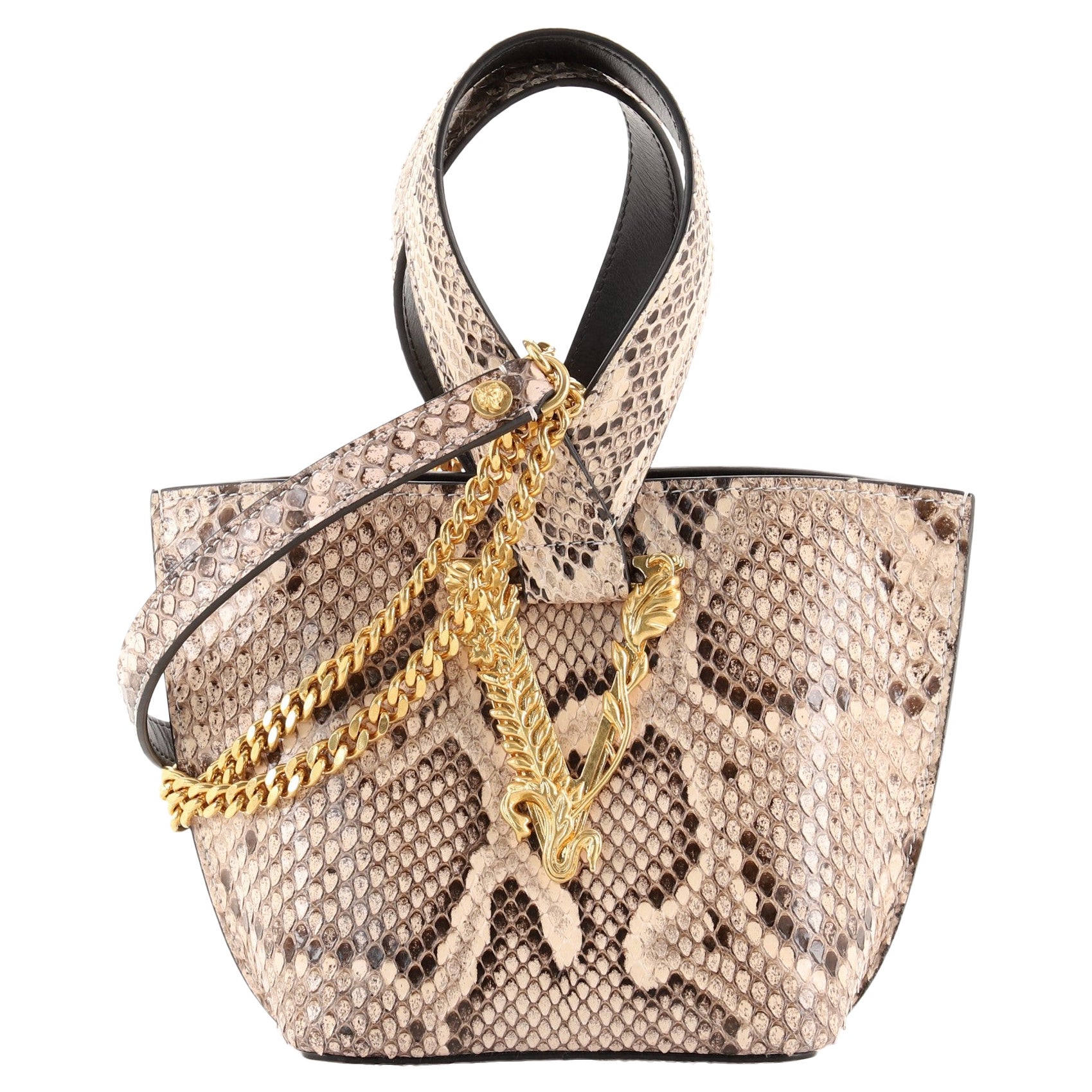 Versace Virtus Bucket Bag Python Mini at 1stDibs  versace bucket bag,  versace python bag, versace mini bucket bag