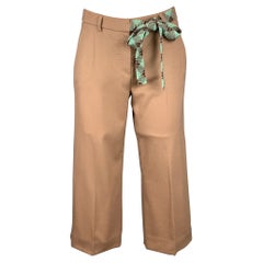 M MISSONI - Pantalon court à ceinture en laine kaki et turquoise, taille 2