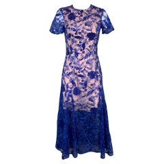 COSTARELLOS Size 4 Blue & Nude Sequin Embroidered Polyester / Nylon Dress