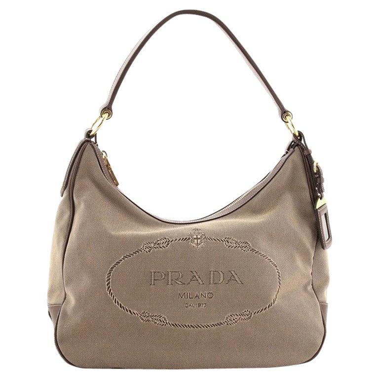 Prada Logo Hobo Canvas Medium at 1stDibs