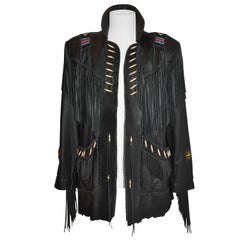 Vintage Michael Alle Men's Black Chamois Lambskin Hand-Made Western Fringe Jacket