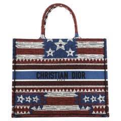 Christian Dior Book Tote American Flag Embroidered Canvas