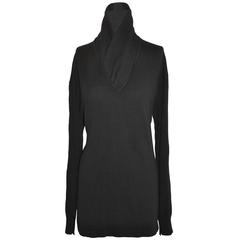 Donna Karan Schwarzes schottisches Kaschmirpullover mit tiefem V-Ausschnitt