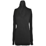 Donna Karan Black Scottish Cashmere Deep V Cowl Neck Pullover