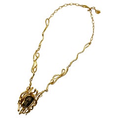 Kenneth Jay Lane 1970s Medusa Pendant Necklace