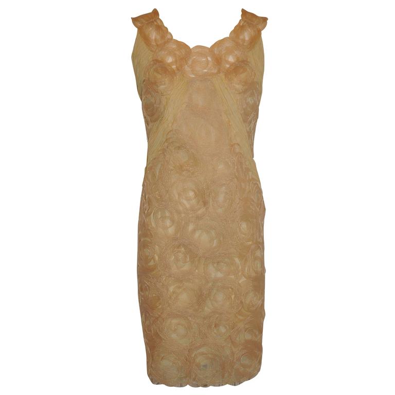 Alberta Ferretti Cream and Tan "Ribbon" Sleeveless Dress For Sale at 1stDibs | tan sleeveless dress Alberta Ferretti Cream and Tan "Ribbon" Sleeveless Dress For Sale at 1stDibs | tan sleeveless dress